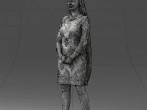 000150 Woman in Elegant White Dress 0714 3D Model