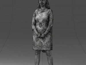 000150 Woman in Elegant White Dress 0714 3D Model