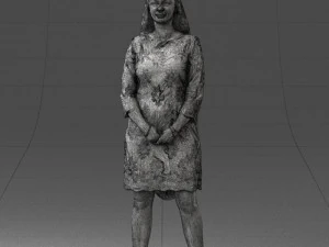 000150 Woman in Elegant White Dress 0714 3D Model
