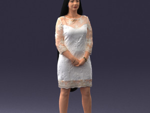 000150 Woman in Elegant White Dress 0714 3dp 3D Print Model