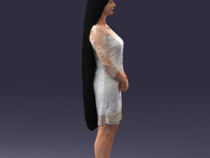 000150 Woman in Elegant White Dress 0714 3dp 3D Print Model