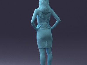 000151 Elegant Woman in White Dress Stylish Standing Pose 0714 3D मॉडल