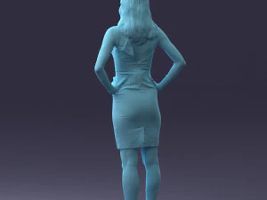 000151 Elegant Woman in White Dress Stylish Standing Pose 0714 3D Model