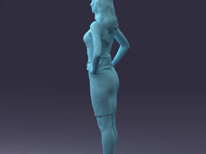 000151 Elegant Woman in White Dress Stylish Standing Pose 0714 3D Model
