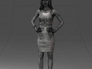 000151 Elegant Woman in White Dress Stylish Standing Pose 0714 3D मॉडल
