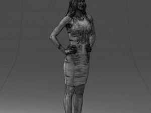 000151 Elegant Woman in White Dress Stylish Standing Pose 0714 3D Model
