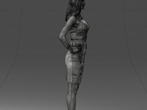 000151 Elegant Woman in White Dress Stylish Standing Pose 0714 3D मॉडल