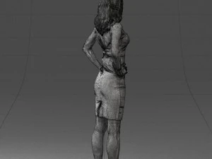 000151 Elegant Woman in White Dress Stylish Standing Pose 0714 3D Model