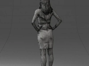 000151 Elegant Woman in White Dress Stylish Standing Pose 0714 3D Model