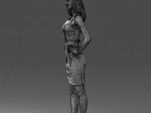 000151 Elegant Woman in White Dress Stylish Standing Pose 0714 3D Model