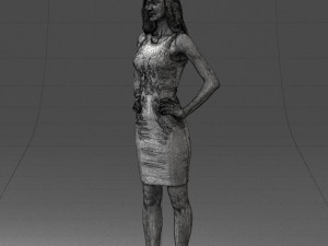 000151 Elegant Woman in White Dress Stylish Standing Pose 0714 3D मॉडल
