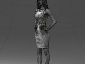 000151 Elegant Woman in White Dress Stylish Standing Pose 0714 3D Model