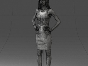 000151 Elegant Woman in White Dress Stylish Standing Pose 0714 3D मॉडल
