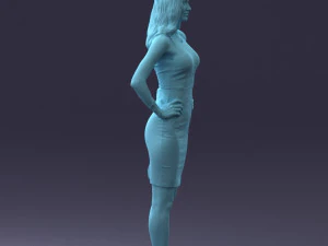 000151 Elegant Woman in White Dress Stylish Standing Pose 0714 3dp 3D Print Model