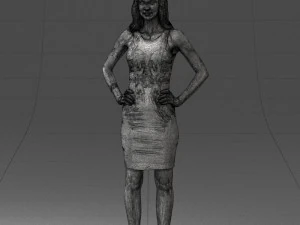 000151 Elegant Woman in White Dress Stylish Standing Pose 0714 3dp 3D Print Model
