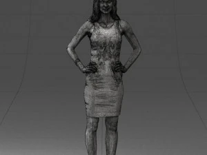 000151 Elegant Woman in White Dress Stylish Standing Pose 0714 3dp 3D Print Model
