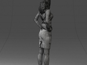 000151 Elegant Woman in White Dress Stylish Standing Pose 0714 3dp Modèles 3D en vedette