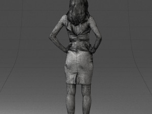000151 Elegant Woman in White Dress Stylish Standing Pose 0714 3dp Modèles 3D en vedette