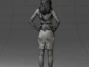 000151 Elegant Woman in White Dress Stylish Standing Pose 0714 3dp 3D Print Model