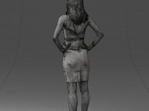 000151 Elegant Woman in White Dress Stylish Standing Pose 0714 3dp Modèles 3D en vedette
