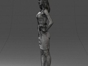 000151 Elegant Woman in White Dress Stylish Standing Pose 0714 3dp Modèles 3D en vedette