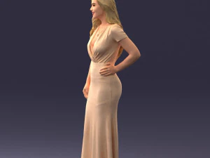 000152 Elegant Woman in Evening Gown 0714 3D Model