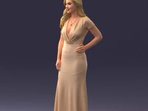 000152 Elegant Woman in Evening Gown 0714 3D Model