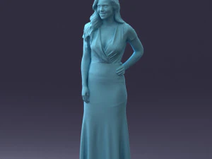000152 Elegant Woman in Evening Gown 0714 3D Model