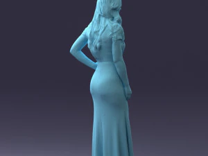000152 Elegant Woman in Evening Gown 0714 3D Model