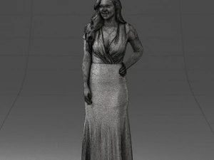 000152 Elegant Woman in Evening Gown 0714 3D Model