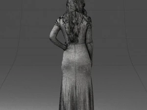 000152 Elegant Woman in Evening Gown 0714 3D Model