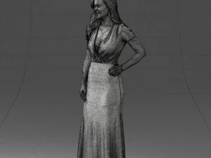 000152 Elegant Woman in Evening Gown 0714 3D Model