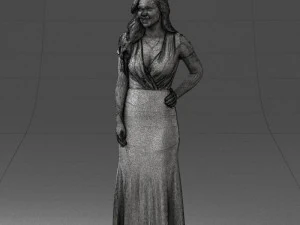 000152 Elegant Woman in Evening Gown 0714 3D Model