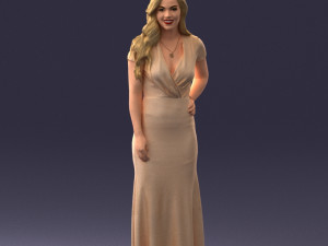000152 Elegant Woman in Evening Gown 0714 3dp 3D Print Model