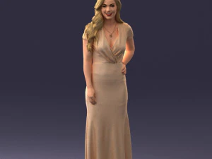 000152 Elegant Woman in Evening Gown 0714 3dp 3D Print Model