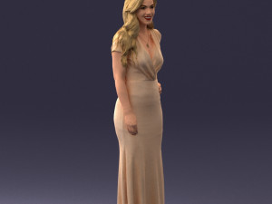 000152 Elegant Woman in Evening Gown 0714 3dp 3D Print Model