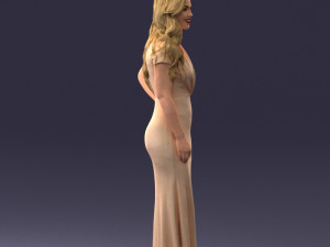 000152 Elegant Woman in Evening Gown 0714 3dp 3D Print Model