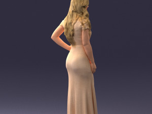 000152 Elegant Woman in Evening Gown 0714 3dp 3D Print Model