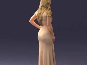 000152 Elegant Woman in Evening Gown 0714 3dp 3D Print Model