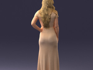 000152 Elegant Woman in Evening Gown 0714 3dp 3D Print Model