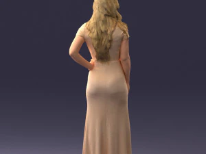 000152 Elegant Woman in Evening Gown 0714 3dp 3D Print Model