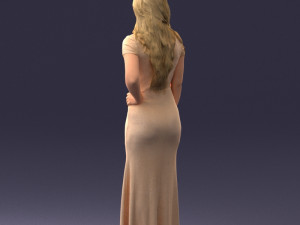 000152 Elegant Woman in Evening Gown 0714 3dp 3D Print Model