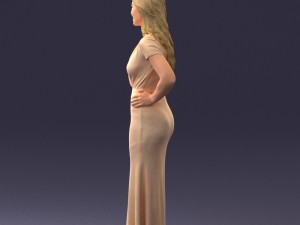 000152 Elegant Woman in Evening Gown 0714 3dp 3D Print Model