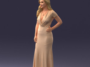 000152 Elegant Woman in Evening Gown 0714 3dp 3D Print Model