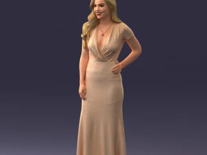 000152 Elegant Woman in Evening Gown 0714 3dp 3D Print Model