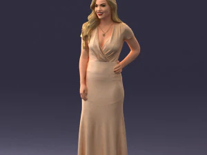 000152 Elegant Woman in Evening Gown 0714 3dp 3D Print Model