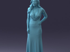 000152 Elegant Woman in Evening Gown 0714 3dp 3D Print Model
