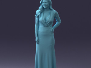 000152 Elegant Woman in Evening Gown 0714 3dp 3D Print Model