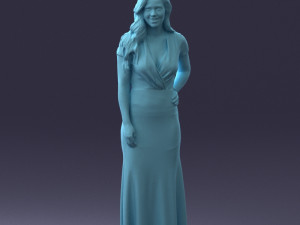 000152 Elegant Woman in Evening Gown 0714 3dp 3D Print Model