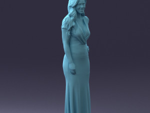 000152 Elegant Woman in Evening Gown 0714 3dp 3D Print Model